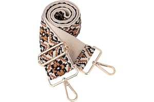 Dsigo Purse Strap, 2" Wide Gold Buckle Embroidery Crossbody Shoulder Strap for Bag Handbag Canvas Bag Crossbody Bags