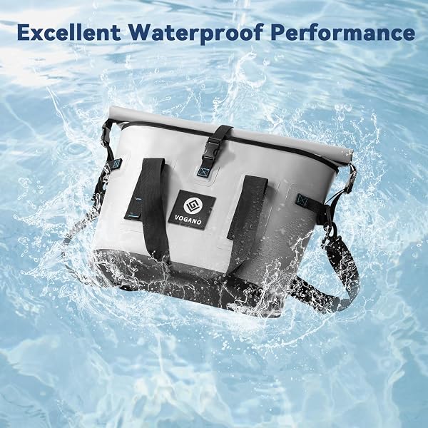 VOGANO 40 CAN SOFT COOLER BAG – INSULATED LEAK-PROOF LARGE COOLER BAG WITH ROLL-TOP WATERPROOF SEAL | PORTABLE ICE CHEST FOR CAMPING, BEACH, TRAVEL, PICNICS | 24HR COLD RETENTION (GRAY)