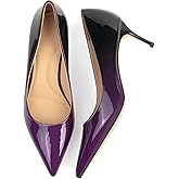 XINIUNIU Kitten Heels for Women Pumps Gradient Patent Leather 2.25 inches 6CM Formal Sexy Fashion Stiletto Dress Wedding Shoes Pointed Toe
