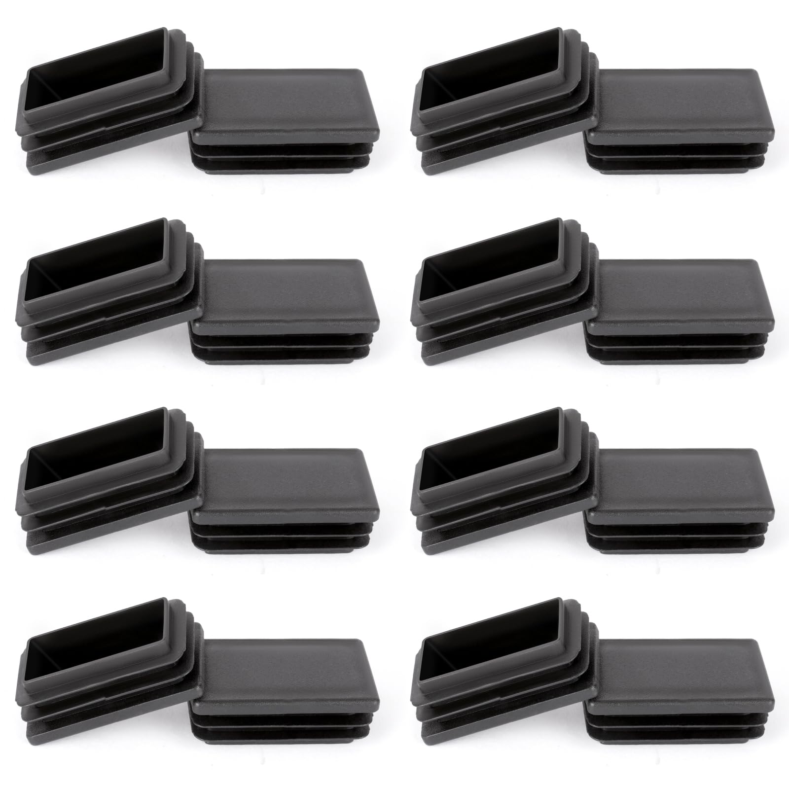 OSDUE Rectangle Plastic End Caps, 16PCS 30 * 15mm Black Plastic Plug, Non-Slip Furniture Feet Pads, Table Foot Cover Caps Floor Protectors for Bed Chair Sofa Table Shelf（1.18” x 0.59”）