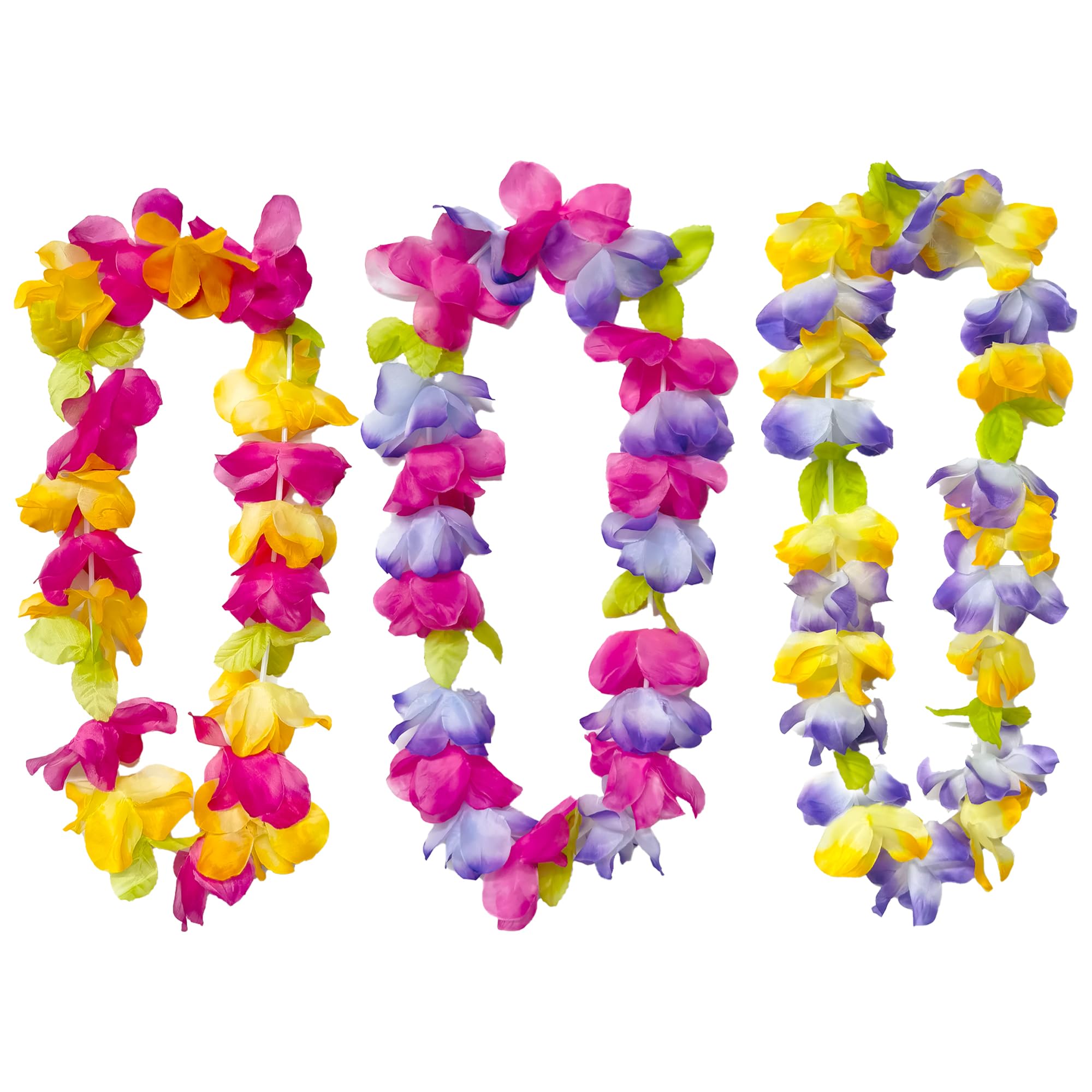 Douyif Hawaiian Necklace 3 Pieces Hawaiian Crown Hawaiian Floral Necklace Hawaiian Garland Hawaiian Flower Crown for Luau Party Beach Party Summer Mardi Gras Easter