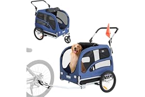 VEVOR Dog Bike Trailer, Supports up to 66/88/100 lbs, 2-in-1 Pet Stroller Cart Bicycle Carrier, Easy...