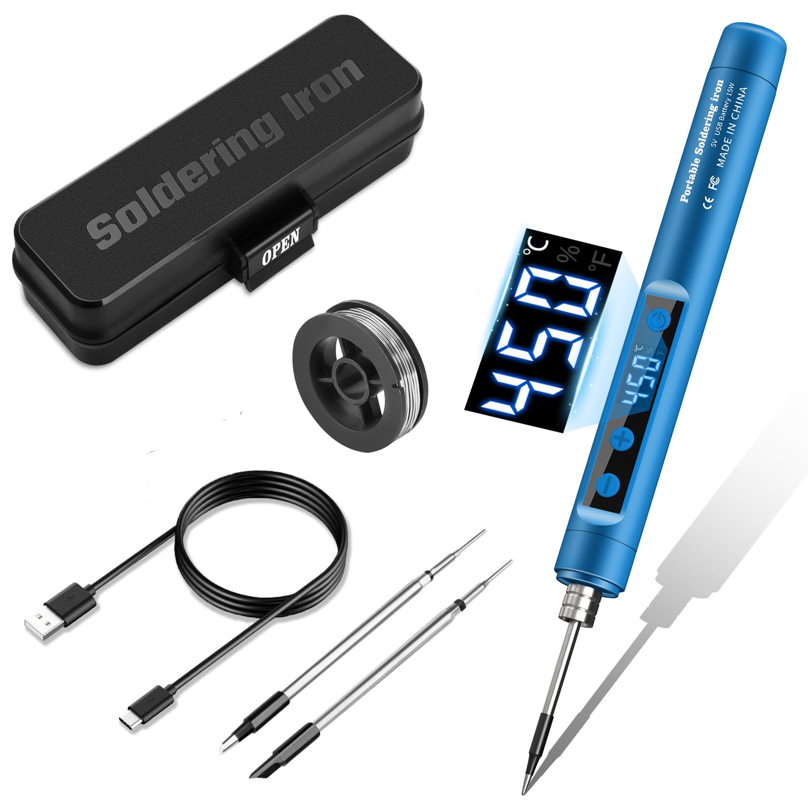 Photo 1 of Cordless Soldering Iron Kit - 1100mAh USB Rechargeable Portable Cordless Soldering Gun - LCD Digital Adjustable Temperature Thermostatic for Home Appliance Repair, DIY