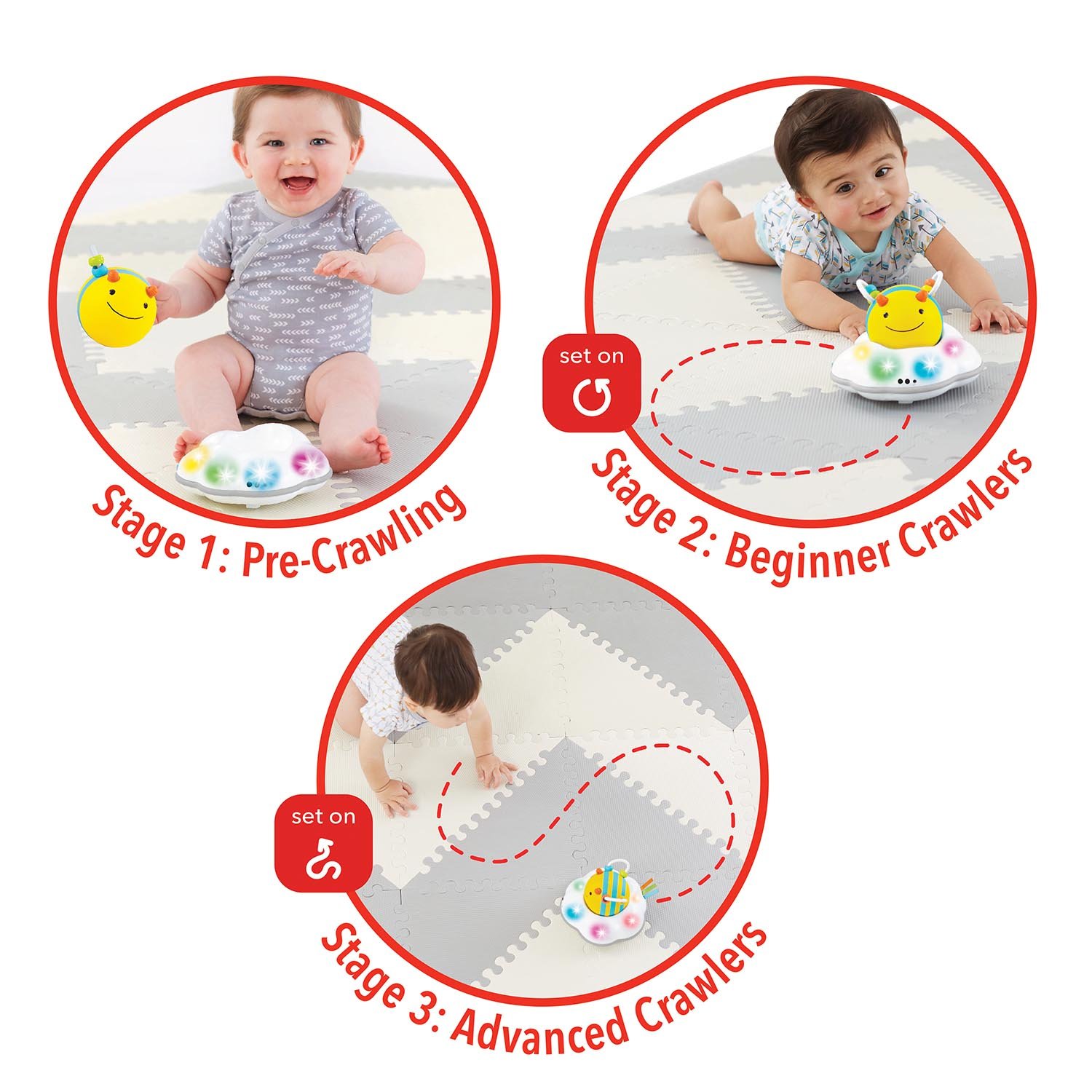 Skip Hop Explore & More Follow-me Bee 3-Stage Developmental Learning Crawl Toy : Baby