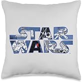Star Wars Logo Millennium Falcon and Death Star Throw Pillow
