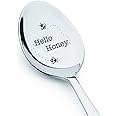 Hello Honey With Bees Engraved Stainless Steel Espresso Or Tea Spoons Gift For Wife Girl Friends Or Loved Ones On Special Occasions- Gifts For Coffee Or Tea Lovers From Boston Creative Company