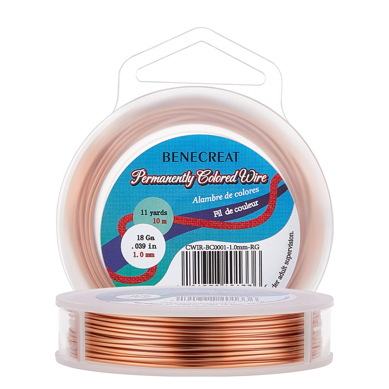 BENECREAT 1mm Real Gold Plated Jewellery Making Copper Wire, 10m Tarnish Resistant Wire Beading Craft Wire for Jewelry Making Supplies and Crafting, Copper Color