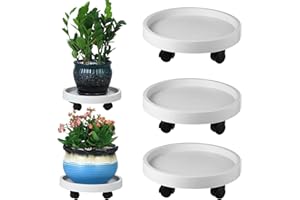 PLANTERHOMA 3 Pack Plant Caddy with Wheels Rolling Plant Stand with Wheels 13 Inch Plant Dolly Heavy Duty Large Potted Plant Mover with Casters for Indoor and Outdoor, White