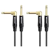 Cable Matters 2-Pack Braided 1/4 Inch TS Right Angle Electric Guitar Cable - 6ft, Straight to Right Angle Guitar Cord, Instrument Cable for ElectricGuitar, Bass AMP, Mixer, Equalizer