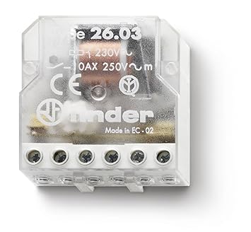 Finder Serie 26 – Stromstoßschalter AC, 230 V, bipolare Abweichung, Kontakt offen + Kontakt geschlossen