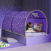 Alvantor® Starlight Bed Canopy Dream Kids Play Tents Playhouse Privacy Space Twin Sleeping Indoor Stars Boys Girls Toddlers Pop Up Portable Frame Curtains Purple, Patent Pending