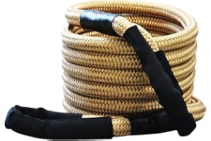 Tether Tite 1" x 30' Kinetic Recovery Tow Rope with Reinforced Loop (35,000lbs) Heavy-Duty Energy Rope Offroad Snatch Strap for Jeep Car Vehicle Truck ATV UTV SUV，Gold