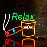 Relax Neon Sign, LED Neon light, Dimmable USB Powered, for Home Bar Patio Lounge Man Cave Pub Recreation Room Garage Wall Decor,Light Up Sign for Bourbon Bar Decor