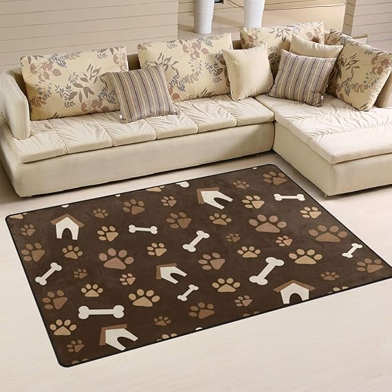 Linomo Area Rug Dog Cat Paw Print Floor Rugs Doormat Living