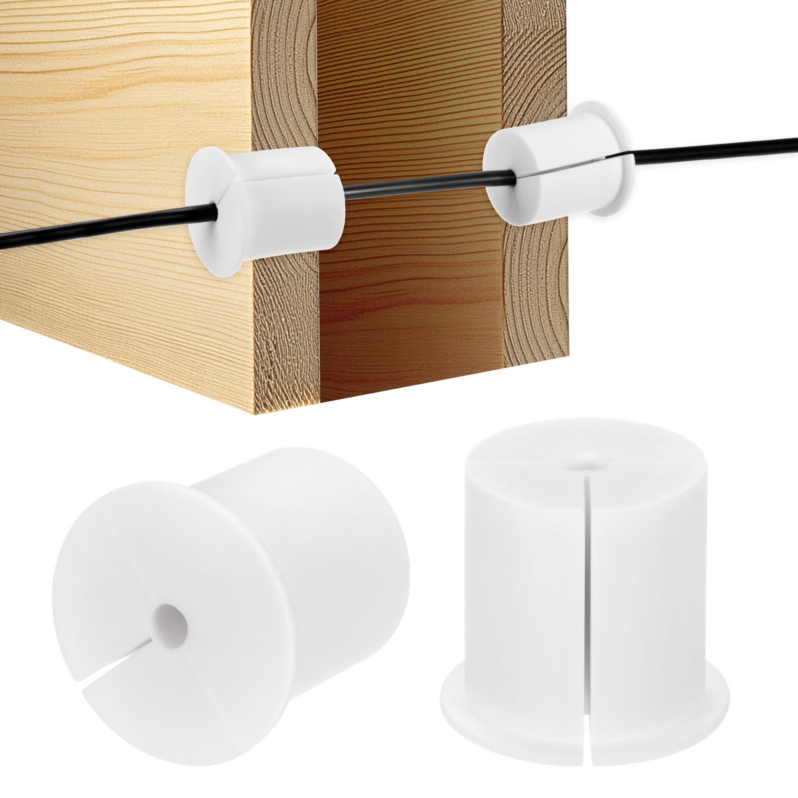 M METERXITY 2-Pack Cable Routing Kit, for 1-3/8 Inch Wall Hole Silicone Feed Through Wall Grommet Cable Punch Grommet Wall Hole Cover Bushing for Ethernet Cable [38mm Length, White]