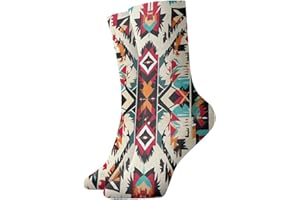 DUWAA Native American Pattern Print Mid-Calf Seamless Socks, Moisture Wicking Crew Socks For Women Men Gym Casual Daily Athle