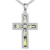 Hancock Cross Necklace Sterling Silver Cubic Zirconia Cross Pendant Religious Jewelry Gifts for Women Men