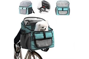 Dog Bike Basket, Soft-Sided Ventilated Dog Bike Carrier Backpack, Removable Bicycle Handlebar Front Basket, Small Pets Cat Do