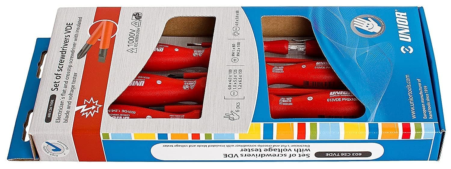 Unior VDE Screwdriver Set with Voltage Tester – (Pack of 1) 603CS6TVDE