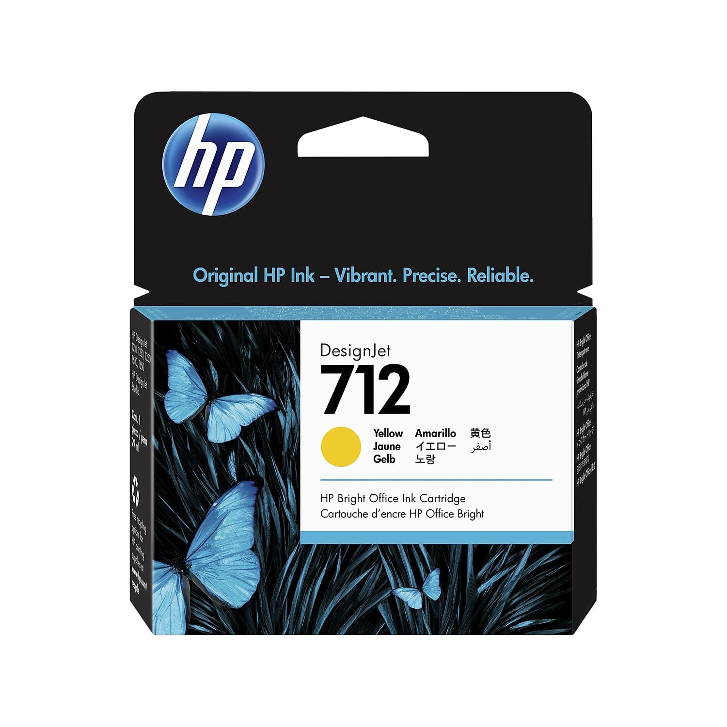HP 712 3ED69A Yellow 29-ml Genuine Ink Cartridge with Original Ink, for DesignJet T650, T630, T250, T230 & Studio Large Format Plotter Printers 713 DesignJet Printhead