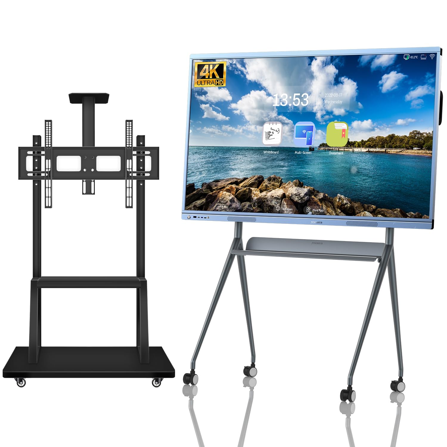 JYXOIHUB 55 Inch Interactive Whiteboard, Smart Board for Classroom & Conference, 4K HD Touch Screen, Android & Windows OS, White