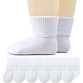 Baby Socks Girls Seamless Crew Newborn Socks Baby Boys Infant Turn Cuff Sock Baptism 0-12 months 6 Pack