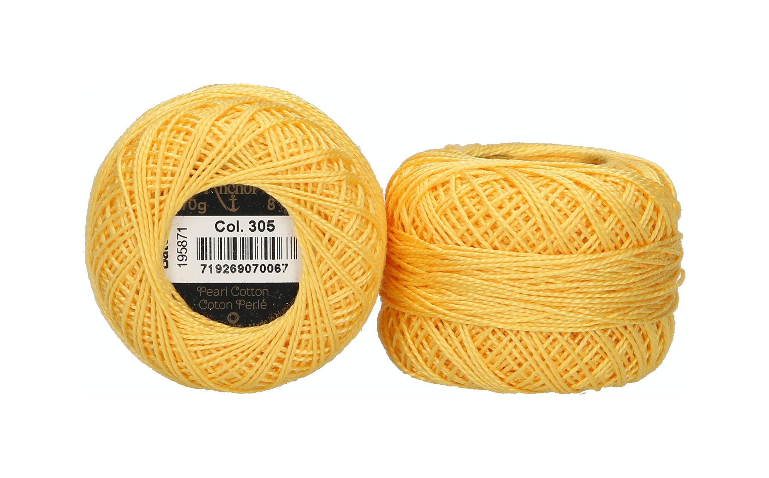 Anchor 4591008-00305 Embroidery Thread, 100% Cotton, Golden Yellow, Thickness 8, 82 m