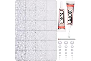 WORTHOFBEST 10000Pcs White Flatback Pearls with B7000 Glue Kit, Assorted 2/3/4/5/6/8/10mm Round Half Dome Pearls, Flat Back Fake Beads for Craft, Crafting, Shoes, Nails, Decorations, Clothes, DIY