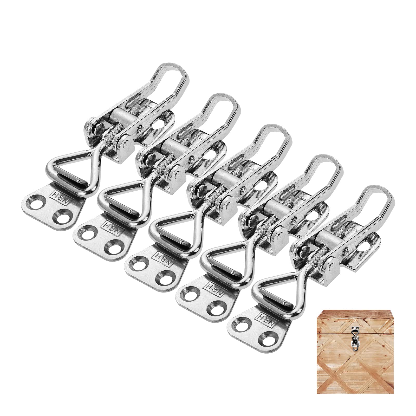 Yetaha 5pcs Toggle Clamp Catch Latches Stainless Steel Adjustable 5610A Quick Release Pull Clip for Tool Box Case Chest Door Trunk Latch Heavy Duty Catch Hasp Catch Hasp