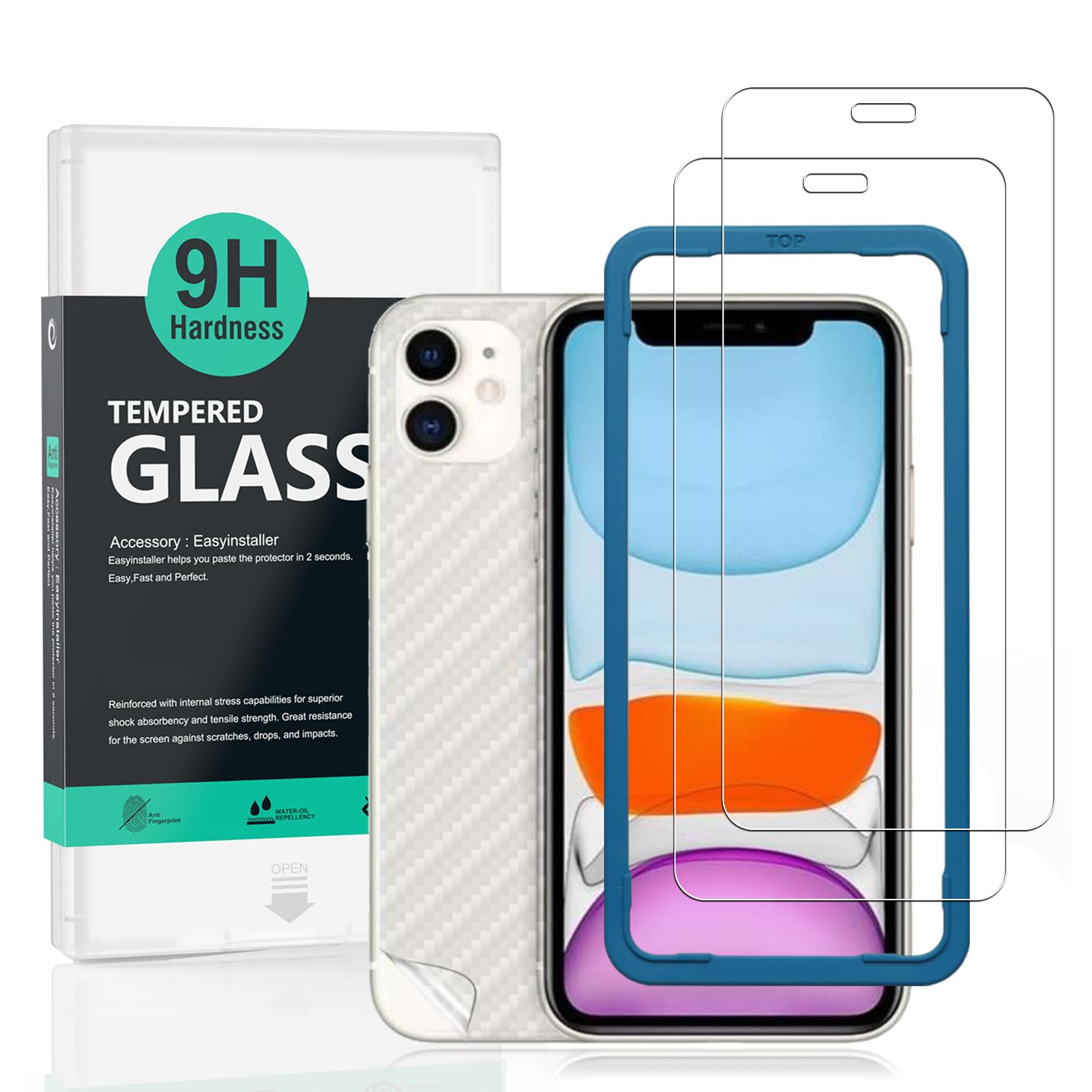 Ibywind Screen Protector For iPhone 11/XR[2 Pack],9H Hardness Tempered Glass,Easy to Install