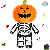 Houwsbaby Pumpkin Skeleton Stuffed Animal Horror Plush Pillow Halloween Dolls Super Soft Stretchy Plushy Toy Decors Halloween Party Decoration 13.5inch