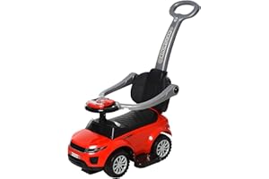 Aosom 2 in 1 Push Cars for Toddlers Kid Ride on Push Car Stroller Sliding Car with Horn Music Light Function Secure Bar Ride on Toy for Boy Girl 1-3 Years Old Red