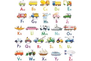 DECOWALL DS8-2005N Transport Alphabet Kids Wall Stickers Decals Peel and Stick Removable for Nursery Bedroom Living Room art 