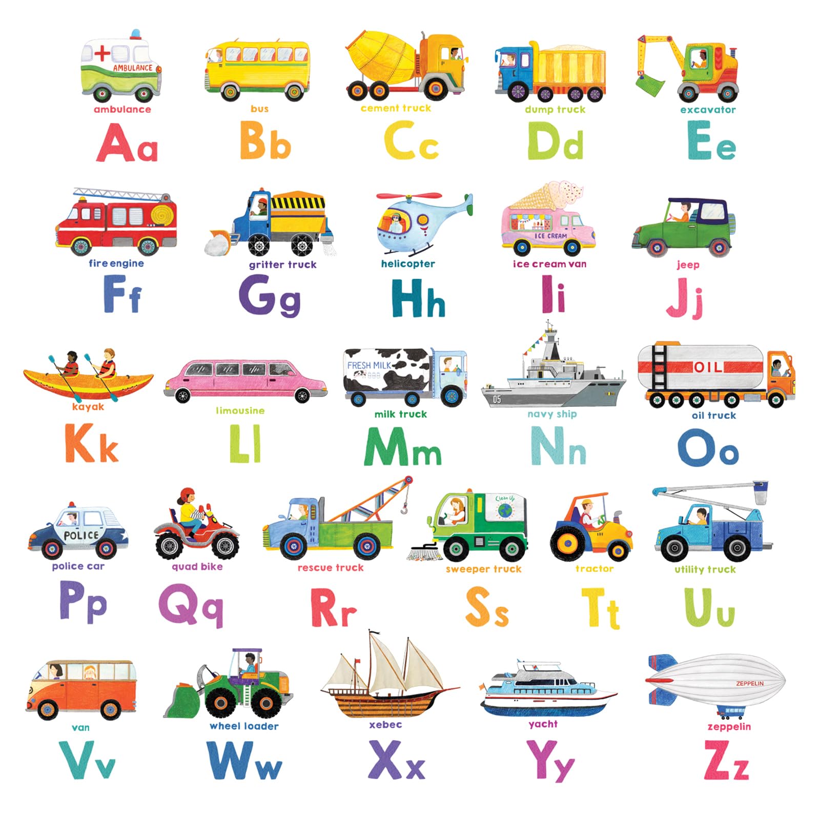DECOWALL BA-2005N Transport Alphabet Kids Wall Stickers Decals Peel and Stick Removable for Nursery Bedroom Living Room Art murals Decorations