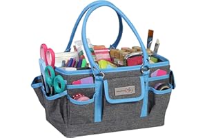 Everything Mary Craft Bag Organizer Tote, Blue - Storage Art Caddy for Sewing & Scrapbooking - Crafts Supply Carrier w/Handle for Supplies & Tools - Organization for School, Medical, Office
