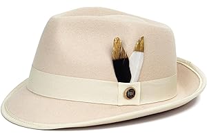 FADACHY Fedora Hats for Men & Women Short Brim Felt hat Trilby Fedora with Feather Panama Dress Hat