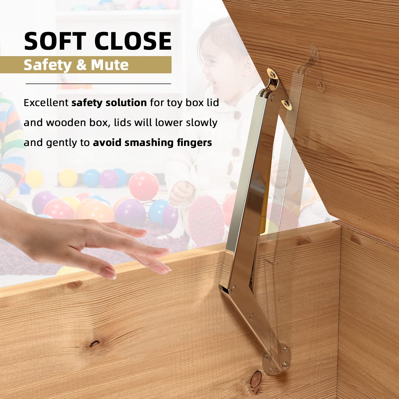 Mua (2PCS) Lid Support Hinge Soft Close Toy Box Hinges 200N Gas Struts