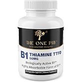 The One Pill Integrative Healing Vitamine B1 Thiamine TTFD, Thiamine Tetrahydrofurfuryl Disulfide, 50mg-250Capsules,Vegan,Non GMO,No Artificial fillers or Stearate additives.