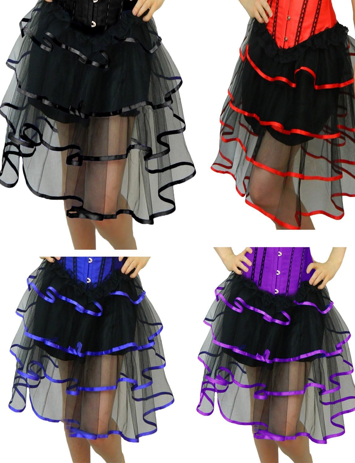 Yummy Bee - Tutu Skirts for Women - Adult Tutu Burlesque - Fancy Dress Halloween Frilly Tutu Skirt - Plus Size Tutu Skirt (Black, 6-8) - Image 3
