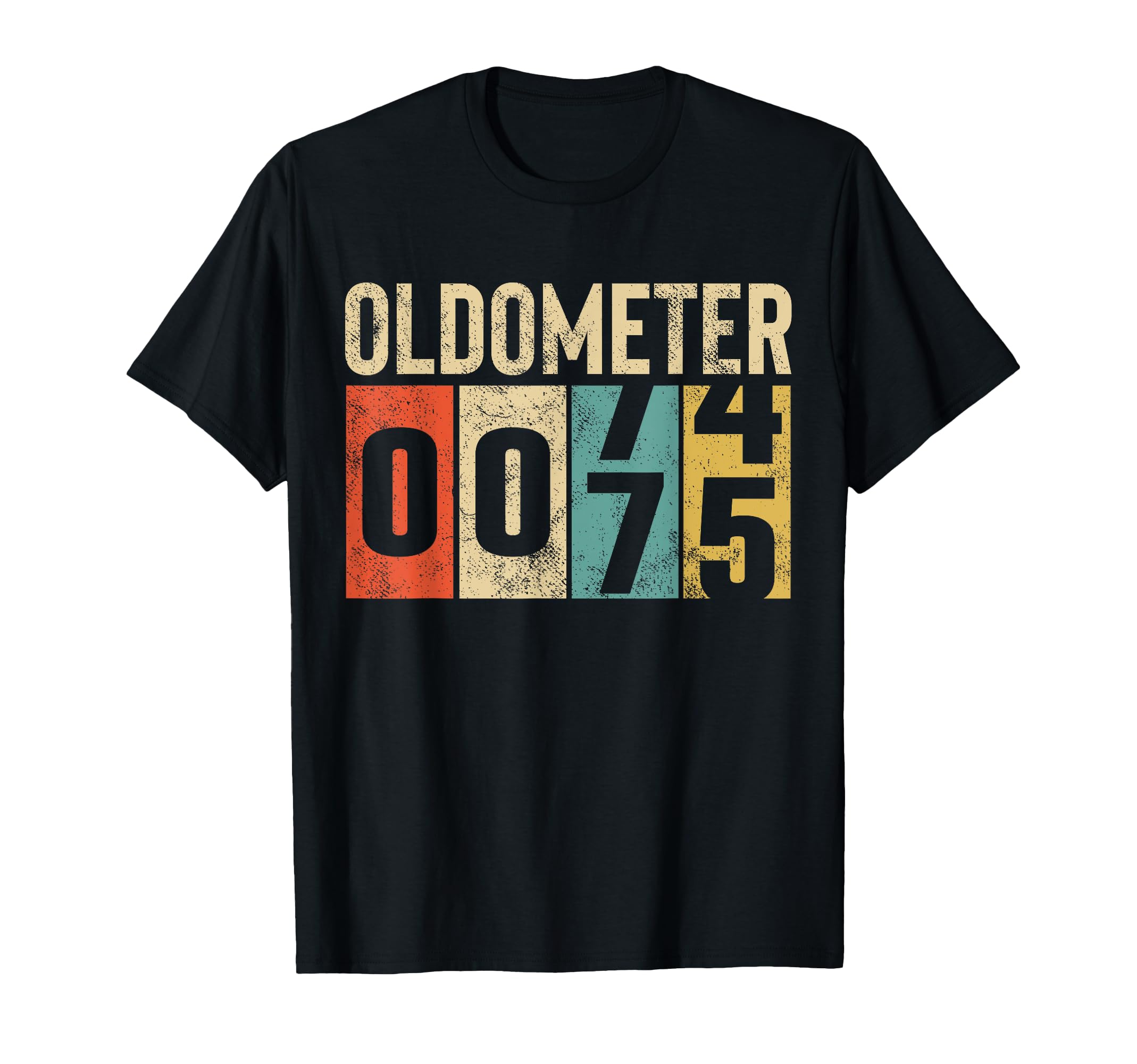 Funny 75 Years Old Oldometer Vintage 75th Birthday Odometer T-Shirt for ...