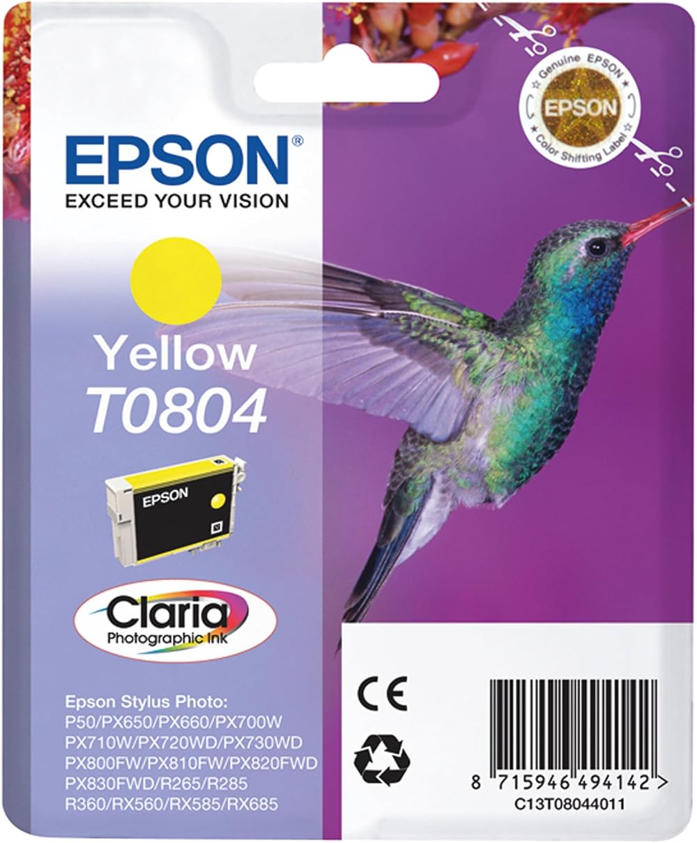 Epson T0804 Yellow Ink Cartridge Claria Photo HD Inkjet for Stylus Photo P50 PX