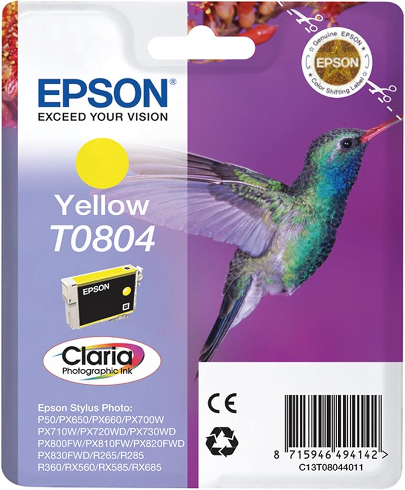 Epson T0804 Yellow Ink Cartridge Claria Photo HD Inkjet for Stylus Photo P50 PX