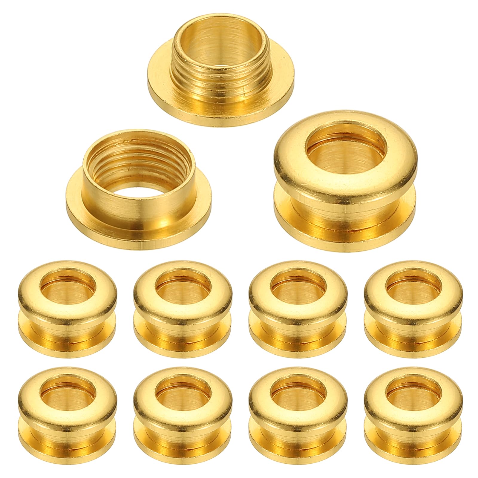 PATIKIL 7mm(2/7 inch) Solid Brass Hole Eyelets, 10 Pcs Arc Surface Self Backing Grommets with Washer for Shoes Clothes Crafts Bag Leather Craft, Gold Tone