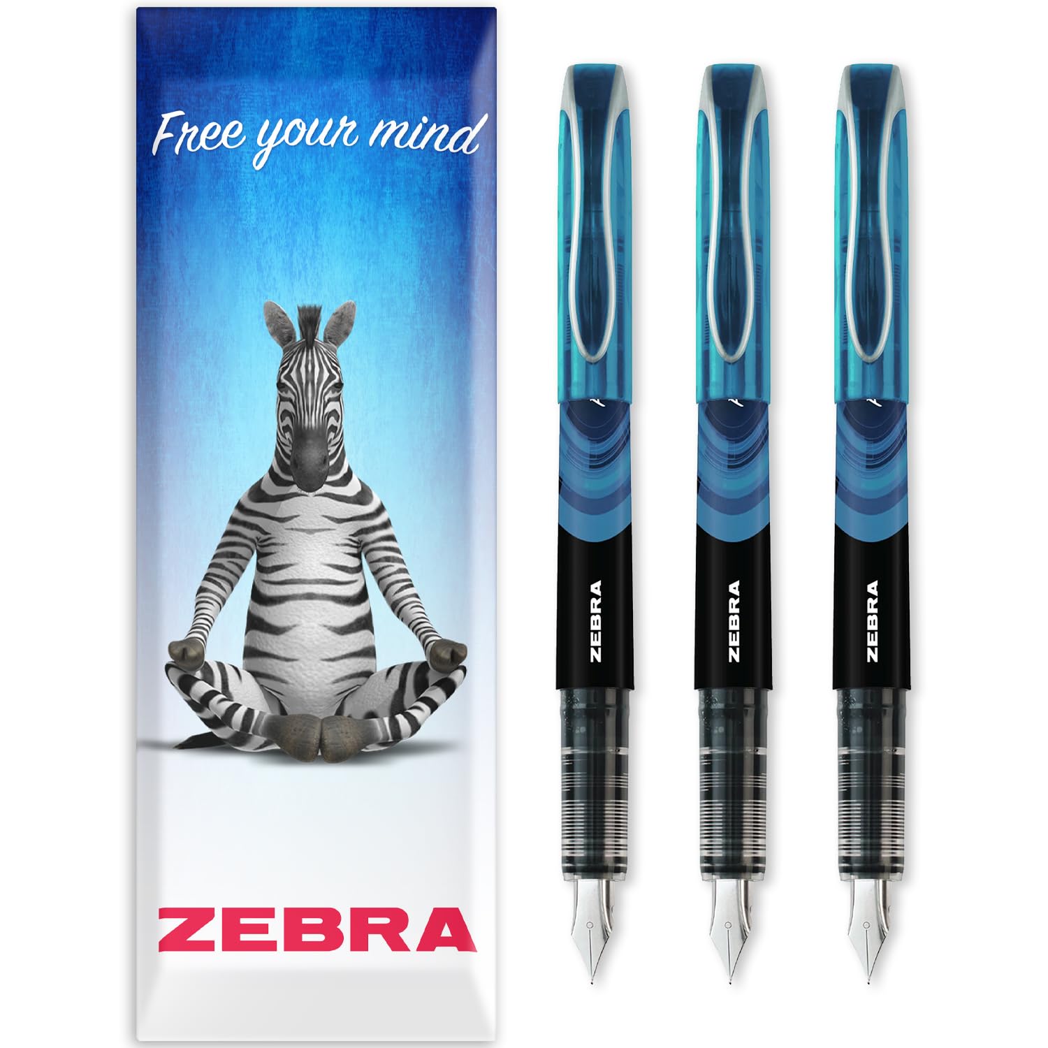 Zebra Pen Disposable Fountain Pen - Light Blue Ink (Wallet of 3)