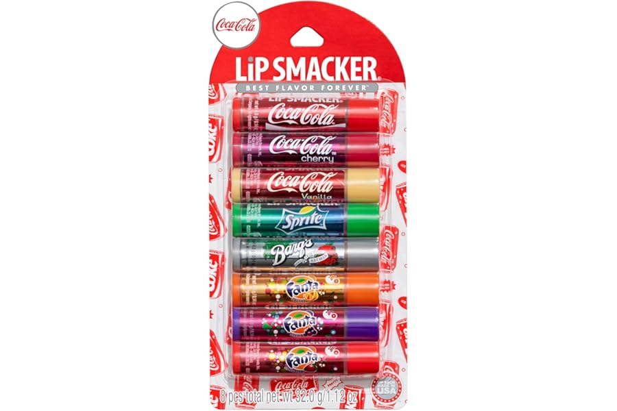 Lip Smacker Coca-Cola Flavored Balm, 8 Count, Flavors Coke, Cherry Vanilla Sprite, Root Beer, Orange Fanta, Grape Strawberry Fanta