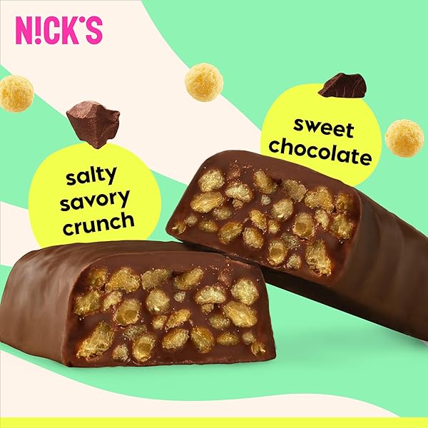 N!CK’S CHOCO CRUSH CHOCOLATE CANDY BAR WITH SALTED CORN PUFFS, NO ADDED SUGAR, GLUTEN FREE, 160 CALORIES, 1.13 OZ – 15-PACK (32G EACH)