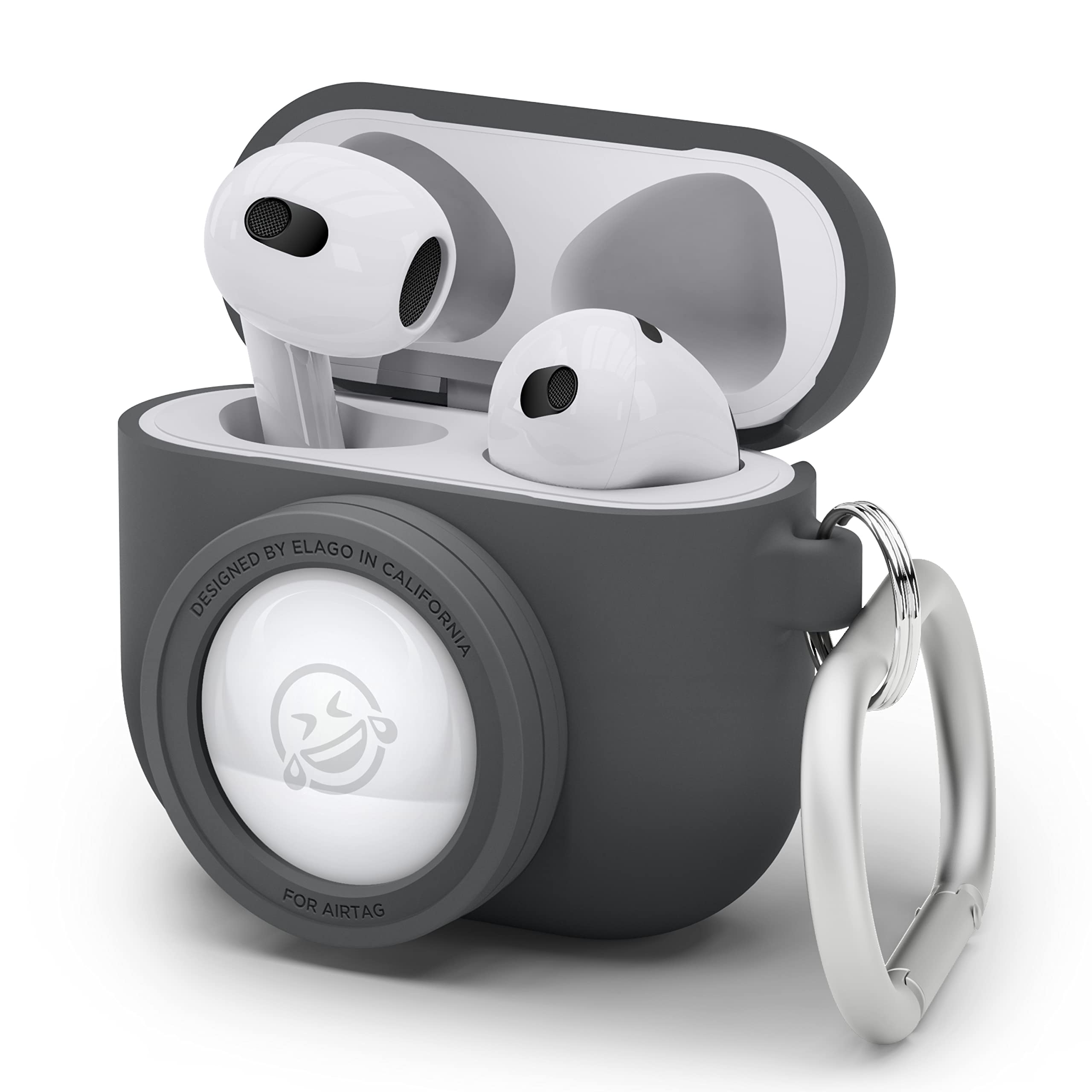 elago Snapshot Compatible with AirPods 3 Case, Compatible with AirTags - Cute Camera Design with Keychain, Durable Silicone, Supports Wireless Charging - Tracking Device Not Included (Dark Gray)