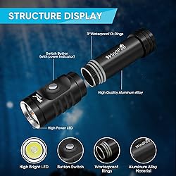 WINDFIRE Dive Light Scuba Diving Flashlight, Super