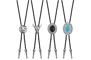 YADOCA Bolo Tie for Women Men Western Necklace Natural Tiger Eye Stone Western Cowboy Accessories for Men Women 4 PCS
