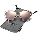 SojoS Women's Double Wire Double Rimmed UV400 Cat Eye Sunglasses SJ1047 With Gold Frame/Pink Lens